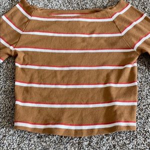 off the shoulder striped long sleeves